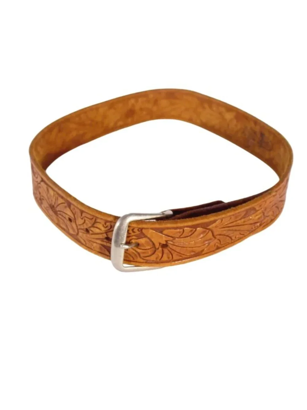 JUSTIN Vintage Tooled Western Belt Women's 28 - Picture 4 of 8